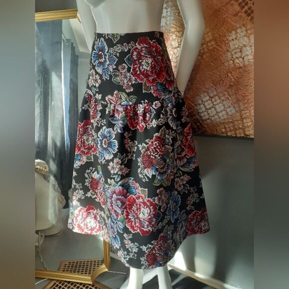 Zara Brocade Jacard Floral Full Midi Skirt - Picture 3 of 13